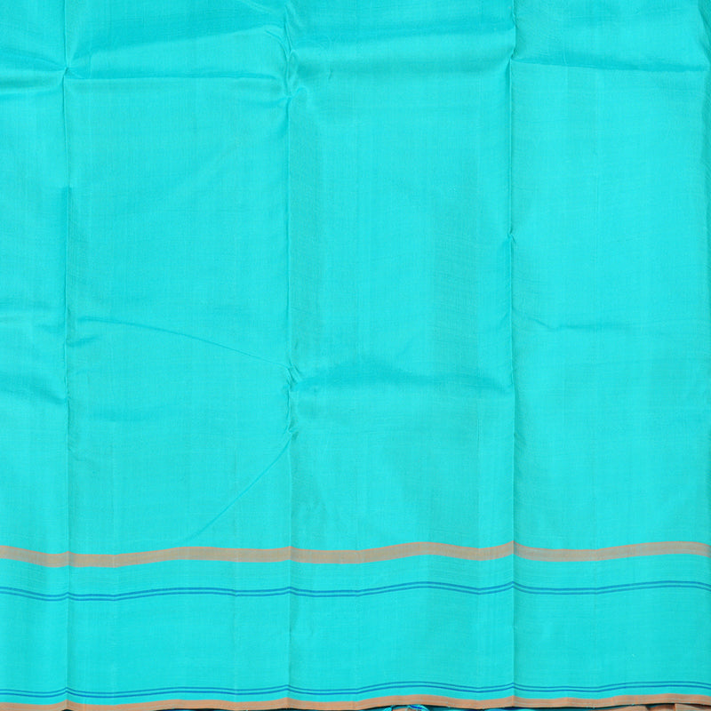 Hayagrivas Dual Tone (Yellow With Blue) Handloom Kanjivaram Silk Saree with Sea Blue Border KBD1594A5-11