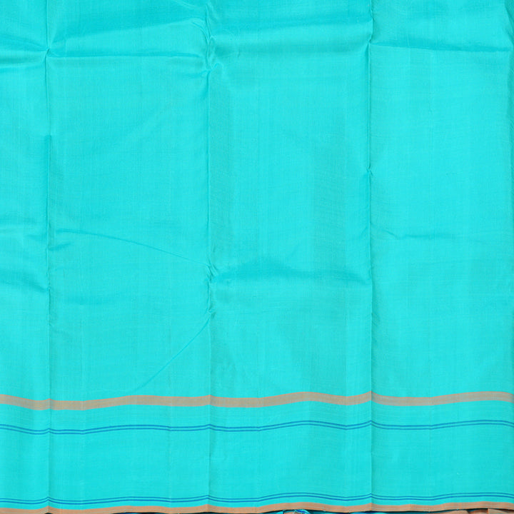 Hayagrivas Dual Tone (Yellow With Blue) Handloom Kanjivaram Silk Saree with Sea Blue Border KBD1594A5-11