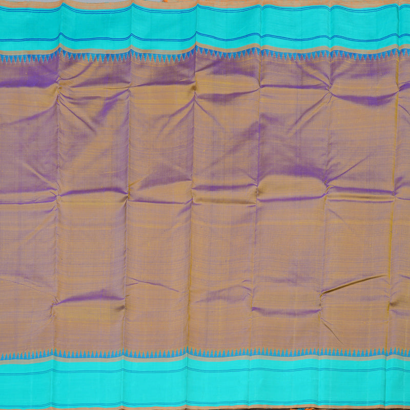 Hayagrivas Dual Tone (Yellow With Blue) Handloom Kanjivaram Silk Saree with Sea Blue Border KBD1594A5-11