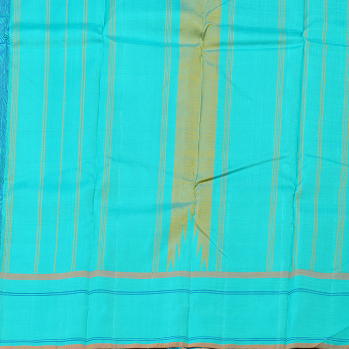 Hayagrivas Dual Tone (Yellow With Blue) Handloom Kanjivaram Silk Saree with Sea Blue Border KBD1594A5-11