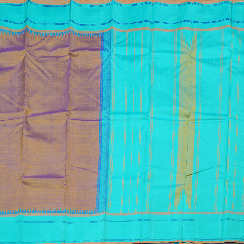 Hayagrivas Dual Tone (Yellow With Blue) Handloom Kanjivaram Silk Saree with Sea Blue Border KBD1594A5-11