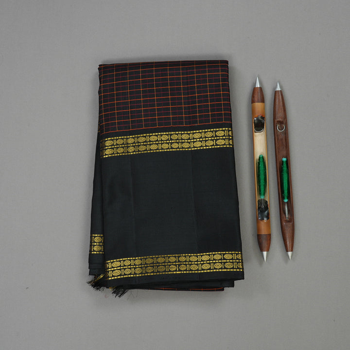 Hayagrivas Handloom Black Kanjivaram Silk Saree KBD1594A5-14
