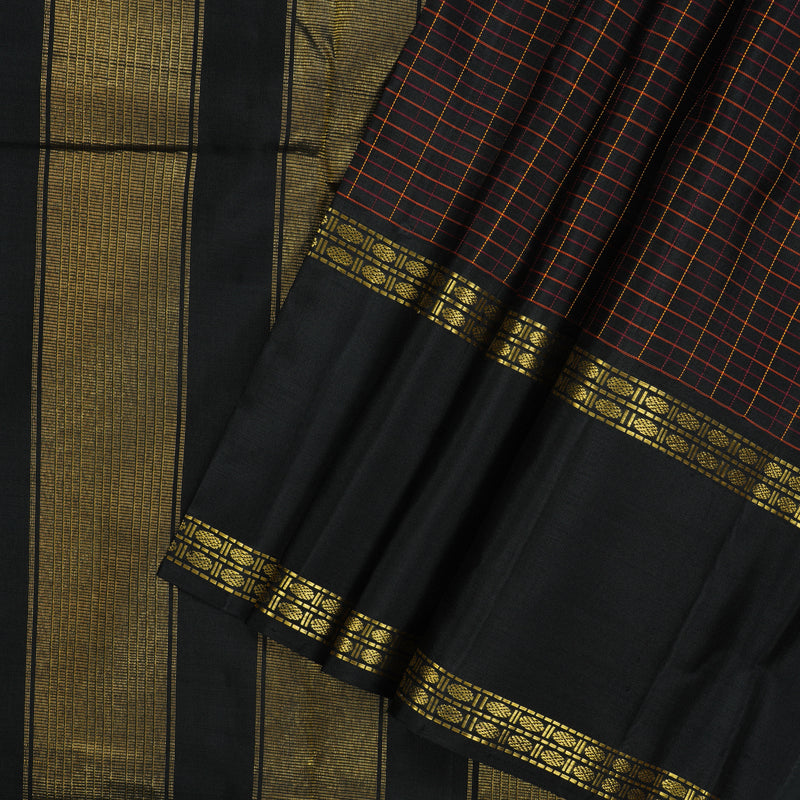 Hayagrivas Handloom Black Kanjivaram Silk Saree KBD1594A5-14