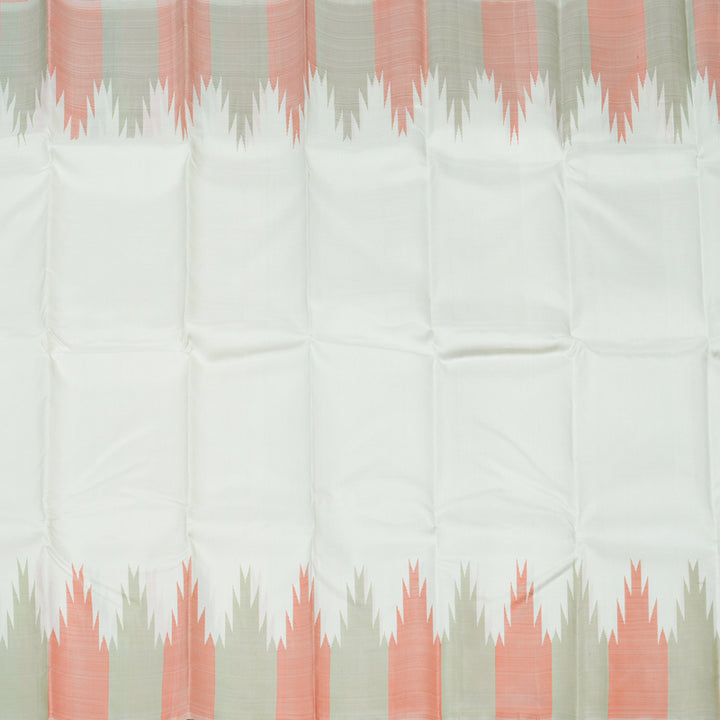 Hayagrivas Half White Handloom Kanjivaram Silk Saree with Grey With Peach Orange Border KBD1594A5-3