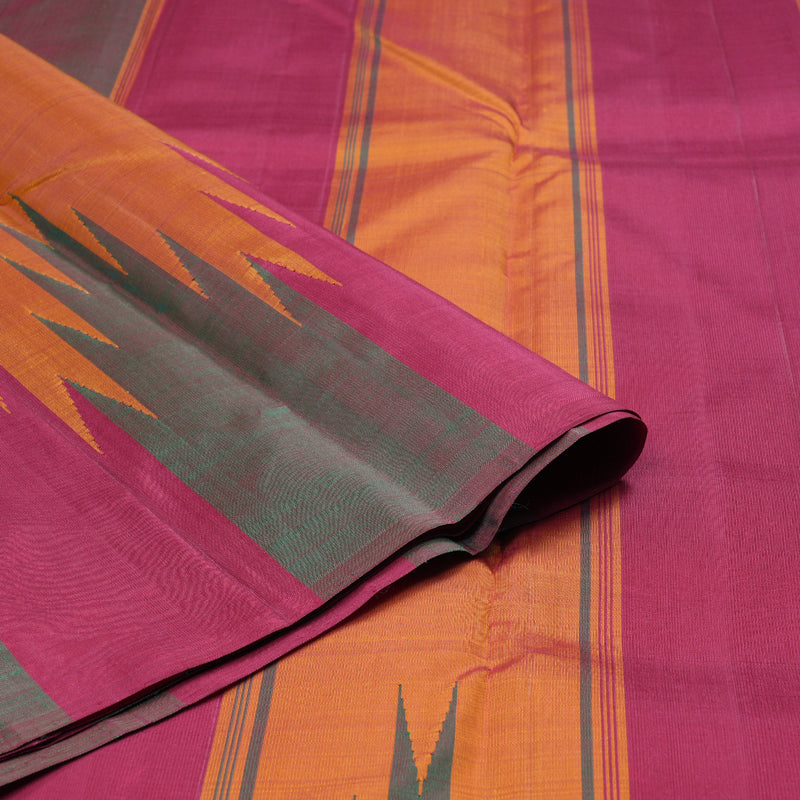 Hayagrivas Honey Rust Handloom Kanjivaram Silk Saree with Maroon With Green Border KBD1594A5-7