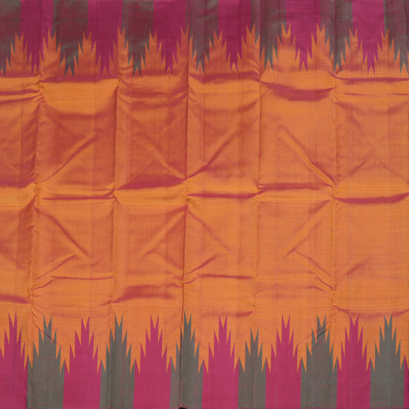 Hayagrivas Honey Rust Handloom Kanjivaram Silk Saree with Maroon With Green Border KBD1594A5-7