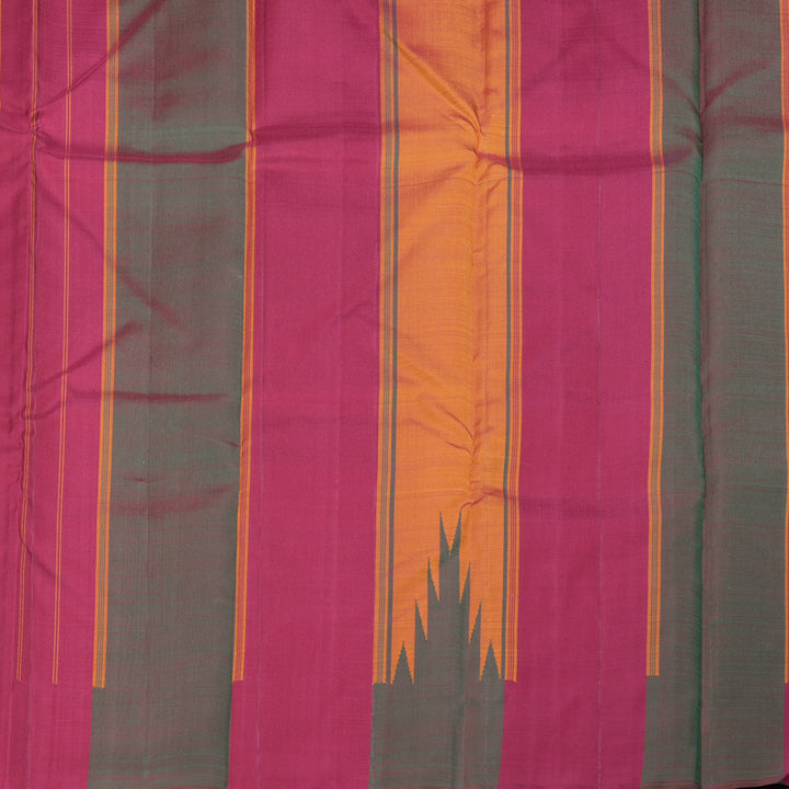 Hayagrivas Honey Rust Handloom Kanjivaram Silk Saree with Maroon With Green Border KBD1594A5-7