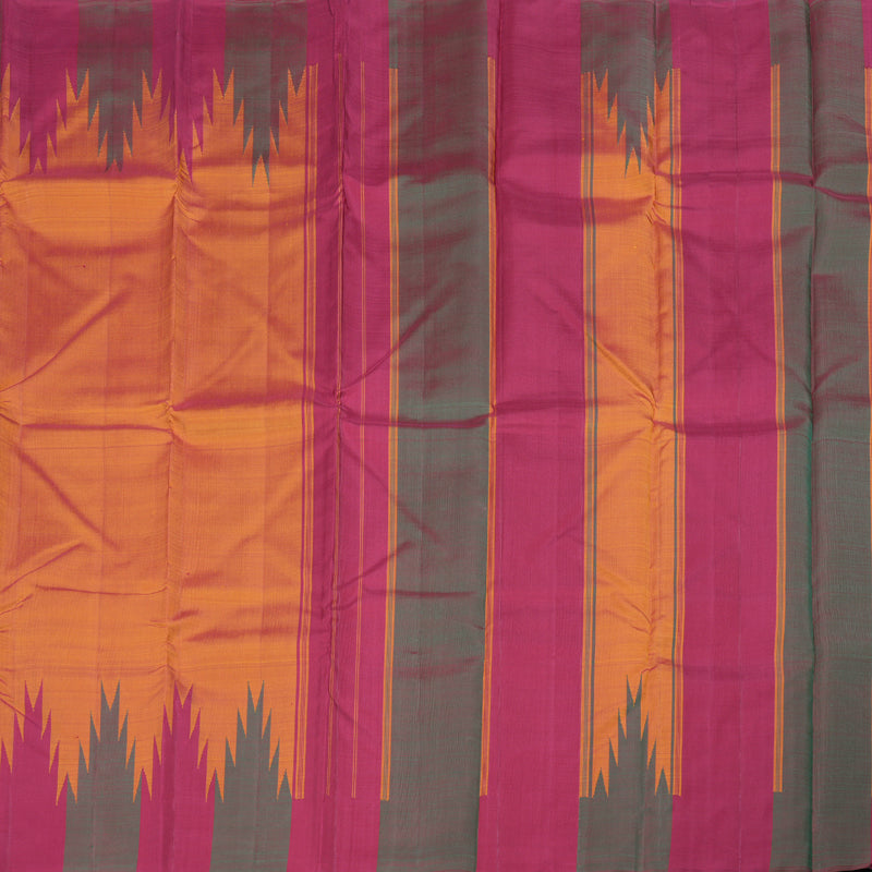 Hayagrivas Honey Rust Handloom Kanjivaram Silk Saree with Maroon With Green Border KBD1594A5-7