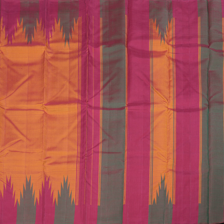 Hayagrivas Honey Rust Handloom Kanjivaram Silk Saree with Maroon With Green Border KBD1594A5-7