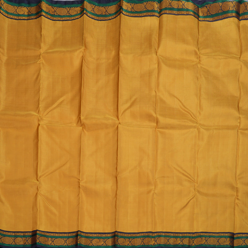 Hayagrivas Mustard Handloom Kanjivaram Silk Saree with Black Border KBD1594A7-1
