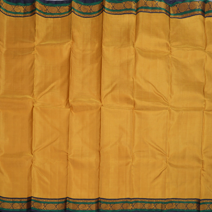 Hayagrivas Mustard Handloom Kanjivaram Silk Saree with Black Border KBD1594A7-1