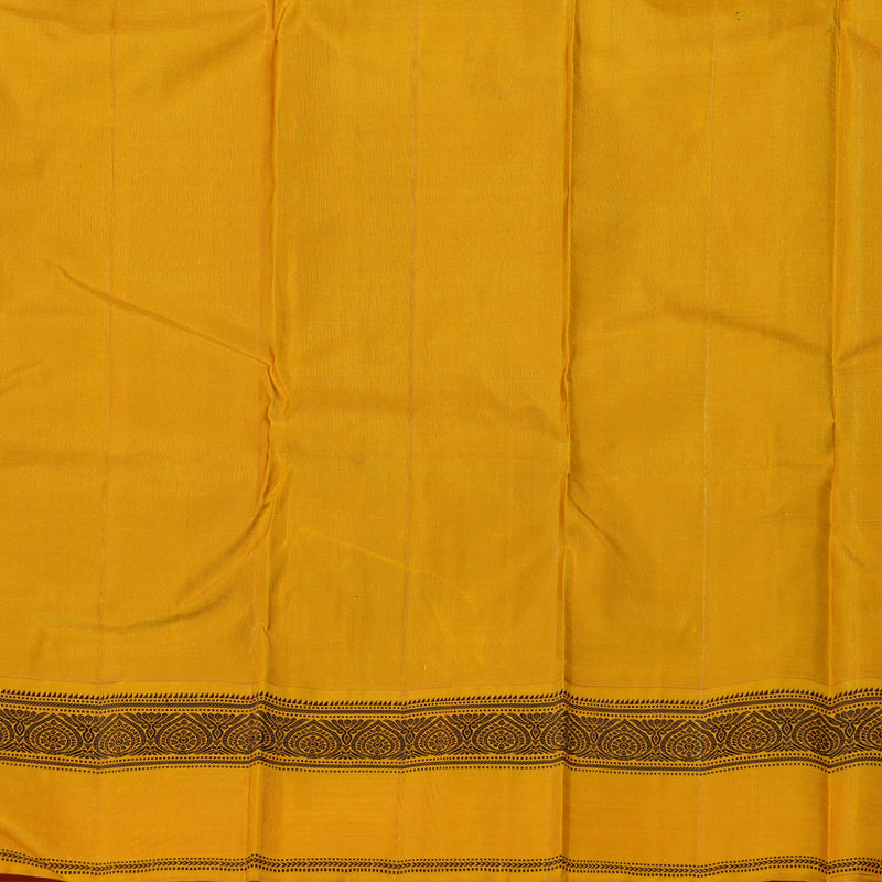 Hayagrivas Black Handloom Kanjivaram Silk Saree with Mustard Border KBD1594A7-2