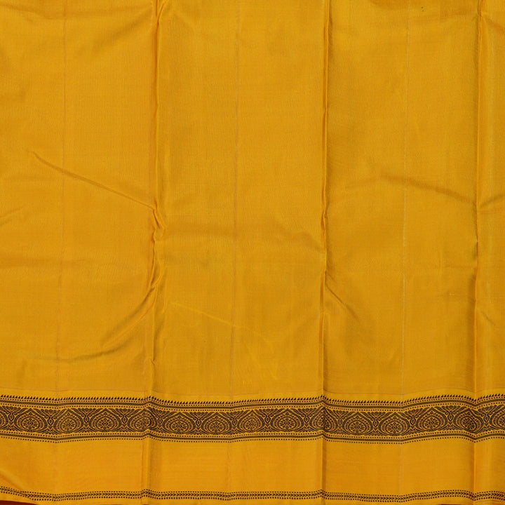 Hayagrivas Black Handloom Kanjivaram Silk Saree with Mustard Border KBD1594A7-2