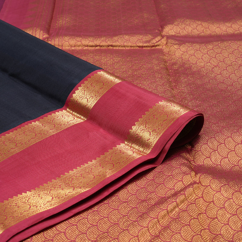 Hayagrivas Handloom Kanjivaram Silk Saree in Majestic Black KBD1594A8-1