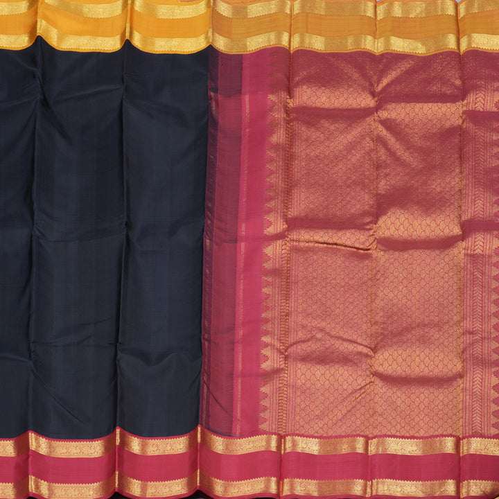 Hayagrivas Handloom Kanjivaram Silk Saree in Majestic Black KBD1594A8-1