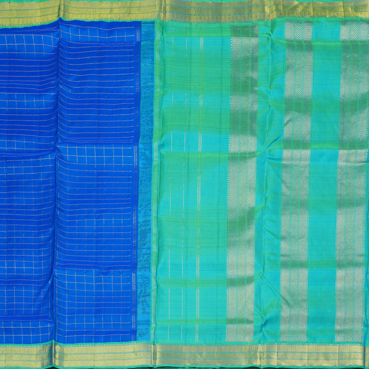 Hayagrivas Handloom Kanjivaram Ten Yards Silk Saree in Captivating Blue KBD1597A3-2
