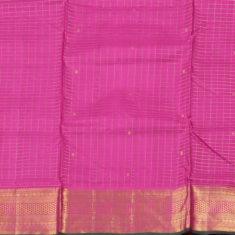 Hayagrivas Timeless Dark Purple Handloom Kanjivaram Ten Yards Silk Saree with Pink Border KBD1597A6-1