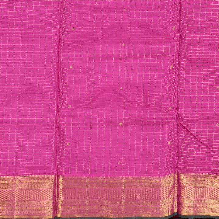 Hayagrivas Timeless Dark Purple Handloom Kanjivaram Ten Yards Silk Saree with Pink Border KBD1597A6-1