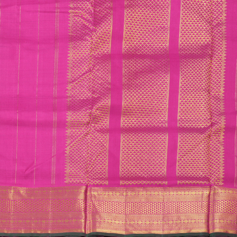 Hayagrivas Timeless Dark Purple Handloom Kanjivaram Ten Yards Silk Saree with Pink Border KBD1597A6-1
