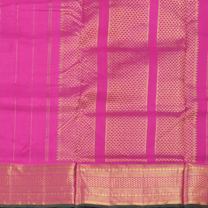 Hayagrivas Timeless Dark Purple Handloom Kanjivaram Ten Yards Silk Saree with Pink Border KBD1597A6-1