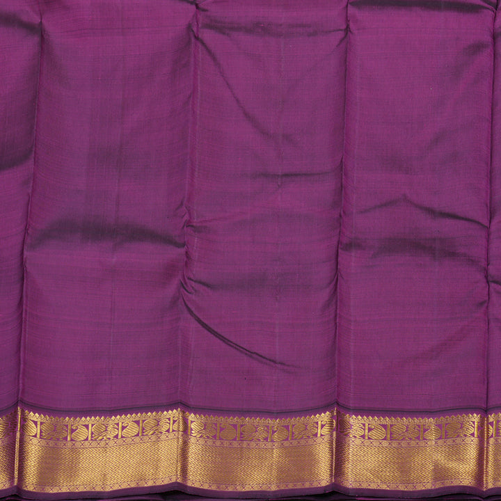 Hayagrivas Sandal Beige Handloom Kanjivaram Silk Saree with Dark Purple Border KBD1598A8-2