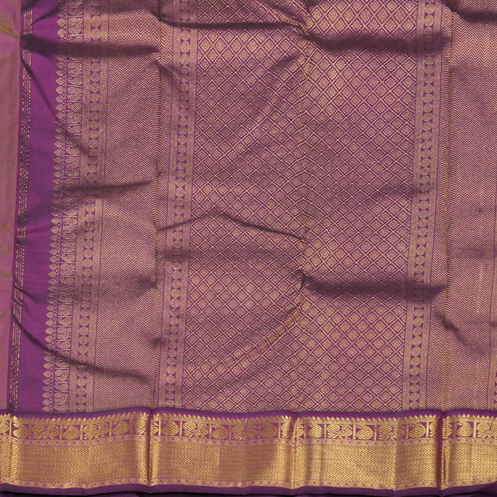 Hayagrivas Sandal Beige Handloom Kanjivaram Silk Saree with Dark Purple Border KBD1598A8-2