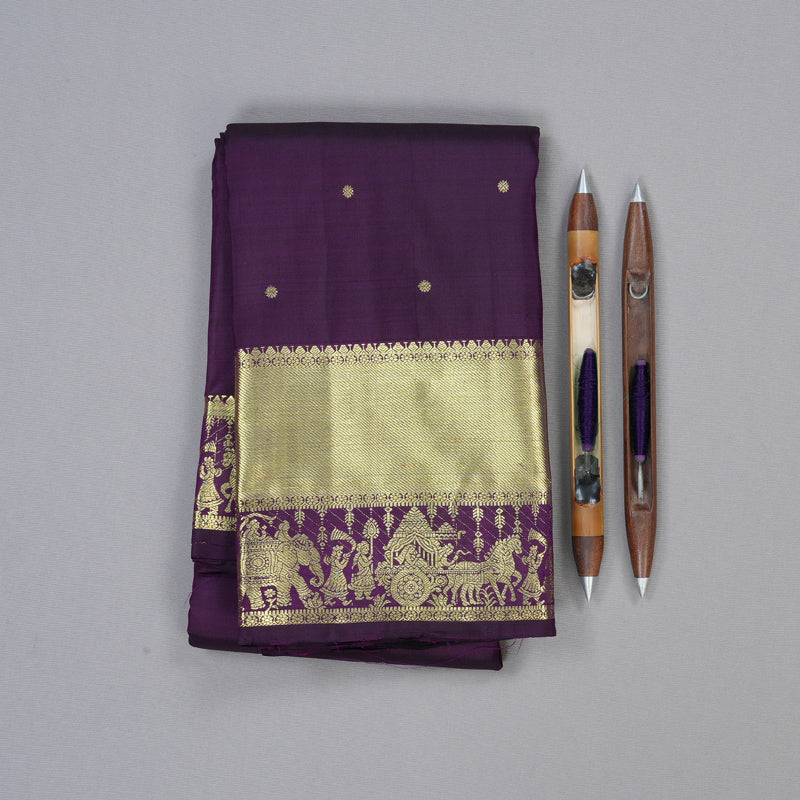 Hayagrivas Handloom Kanjivaram Silk Saree in Majestic Dark Purple KBD1599A1-7