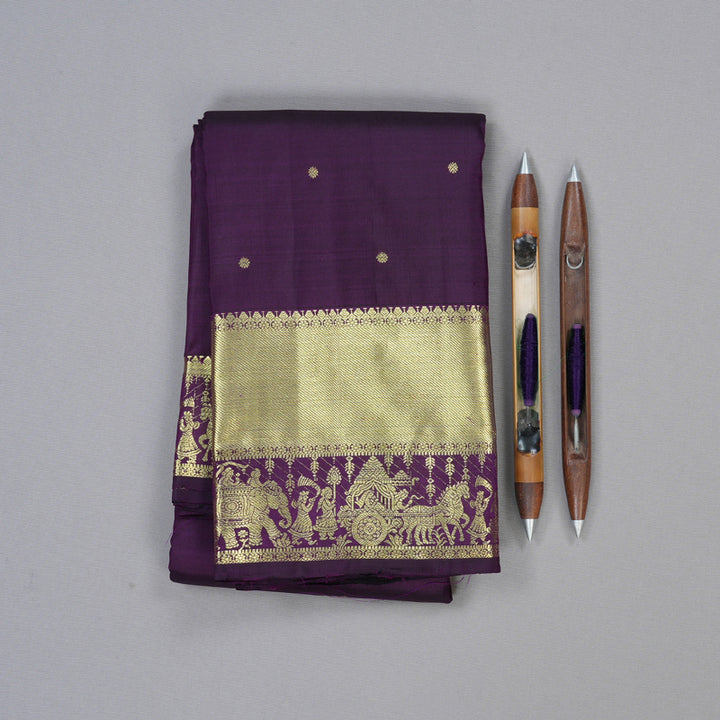 Hayagrivas Handloom Kanjivaram Silk Saree in Majestic Dark Purple KBD1599A1-7