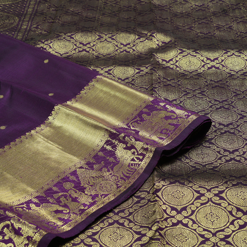 Hayagrivas Handloom Kanjivaram Silk Saree in Majestic Dark Purple KBD1599A1-7