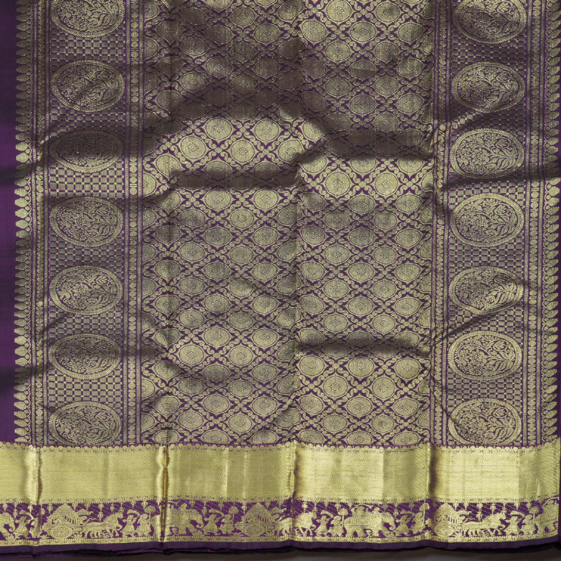 Hayagrivas Handloom Kanjivaram Silk Saree in Majestic Dark Purple KBD1599A1-7