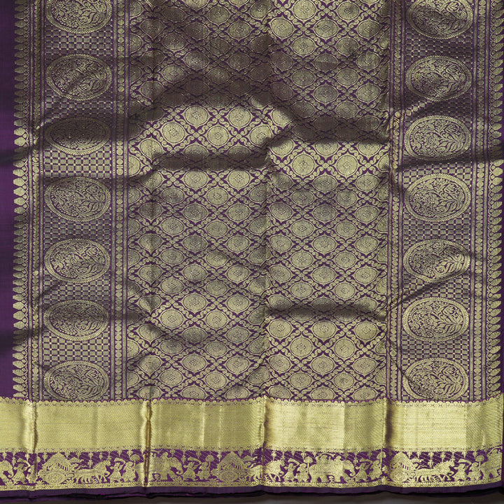 Hayagrivas Handloom Kanjivaram Silk Saree in Majestic Dark Purple KBD1599A1-7