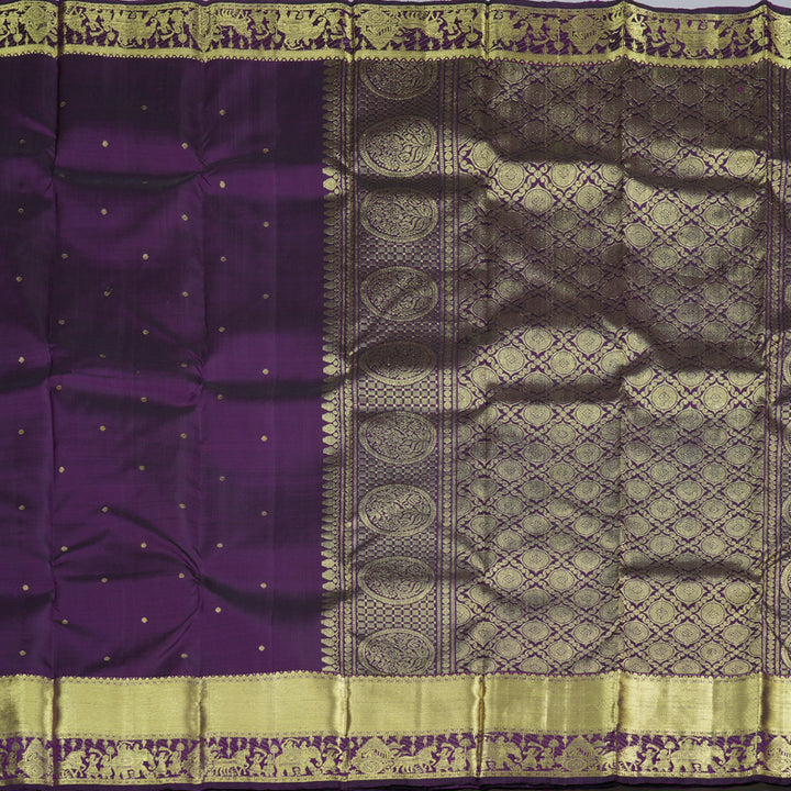 Hayagrivas Handloom Kanjivaram Silk Saree in Majestic Dark Purple KBD1599A1-7