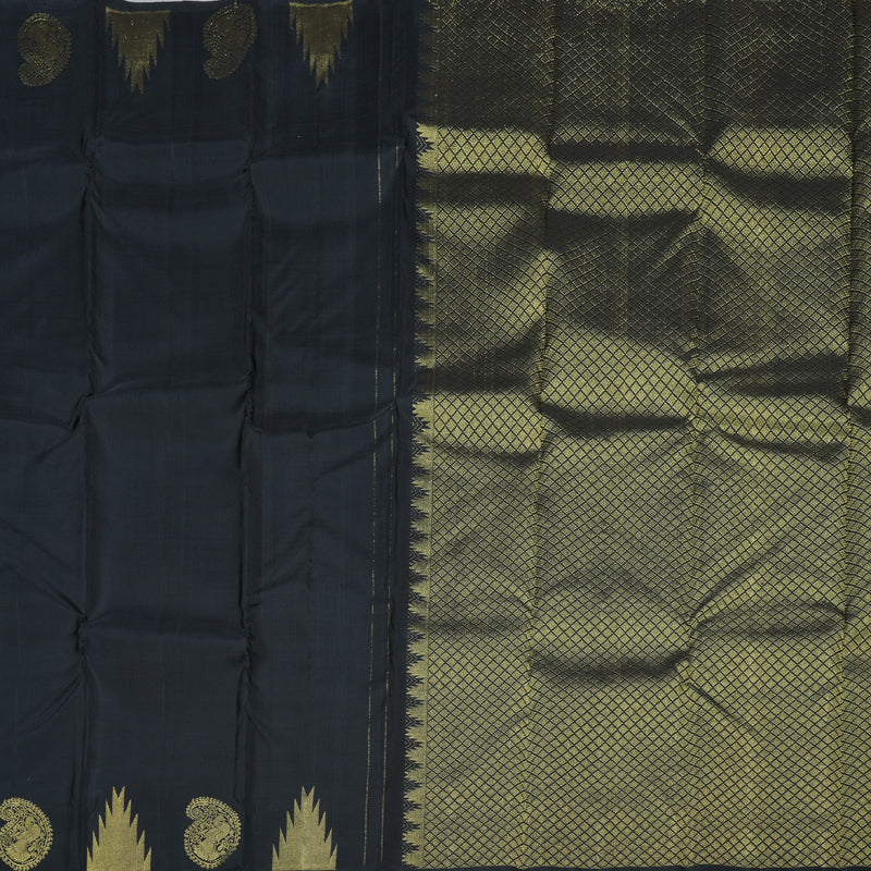 Hayagrivas Stunning Black Handloom Kanjivaram Silk Saree KBD1599A4-3