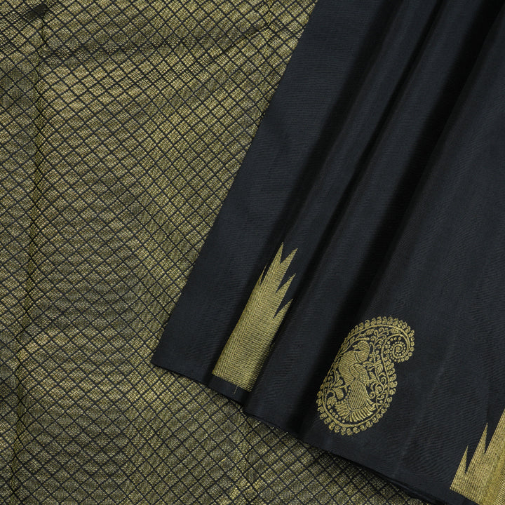 Hayagrivas Stunning Black Handloom Kanjivaram Silk Saree KBD1599A4-3