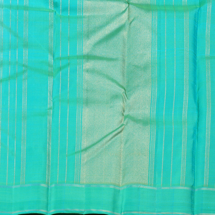 Hayagrivas Sea Blue Handloom Kanjivaram Silk Saree with KBD1602A1-1-SPC