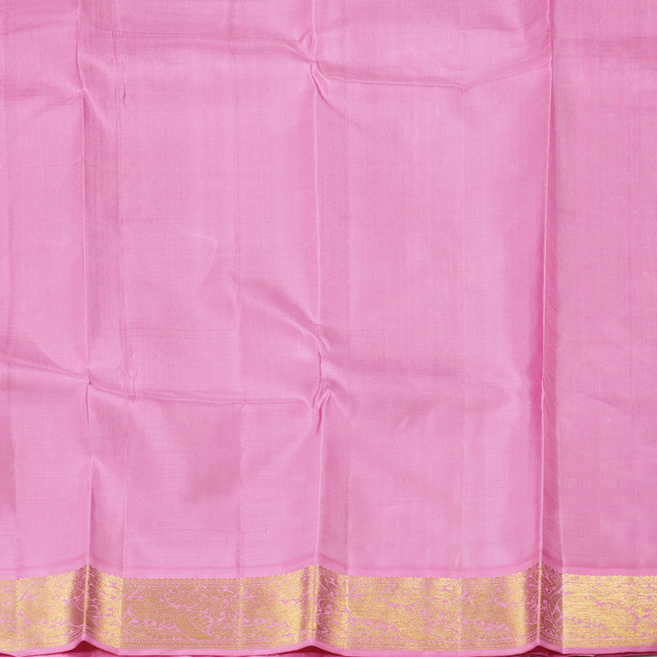 Hayagrivas Dark Green Handloom Kanjivaram Silk Saree with Baby Pink Border KBD1603A2-1
