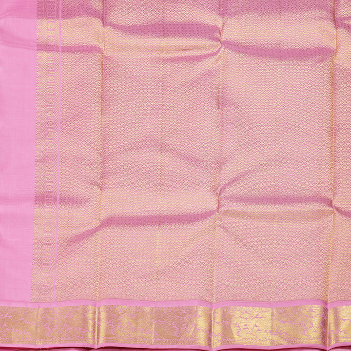 Hayagrivas Dark Green Handloom Kanjivaram Silk Saree with Baby Pink Border KBD1603A2-1