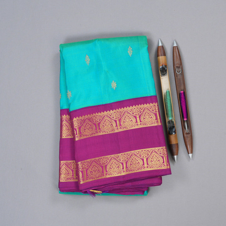 Hayagrivas Handloom Kanjivaram Silk Saree in Refreshign Sea Blue KBD1603A3-1