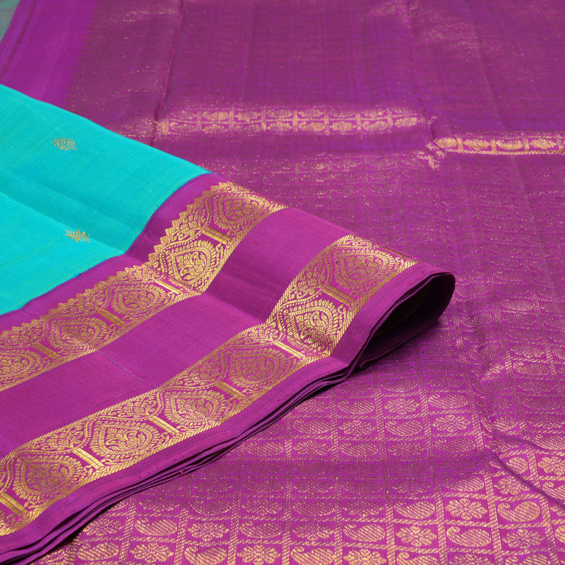 Hayagrivas Handloom Kanjivaram Silk Saree in Refreshign Sea Blue KBD1603A3-1