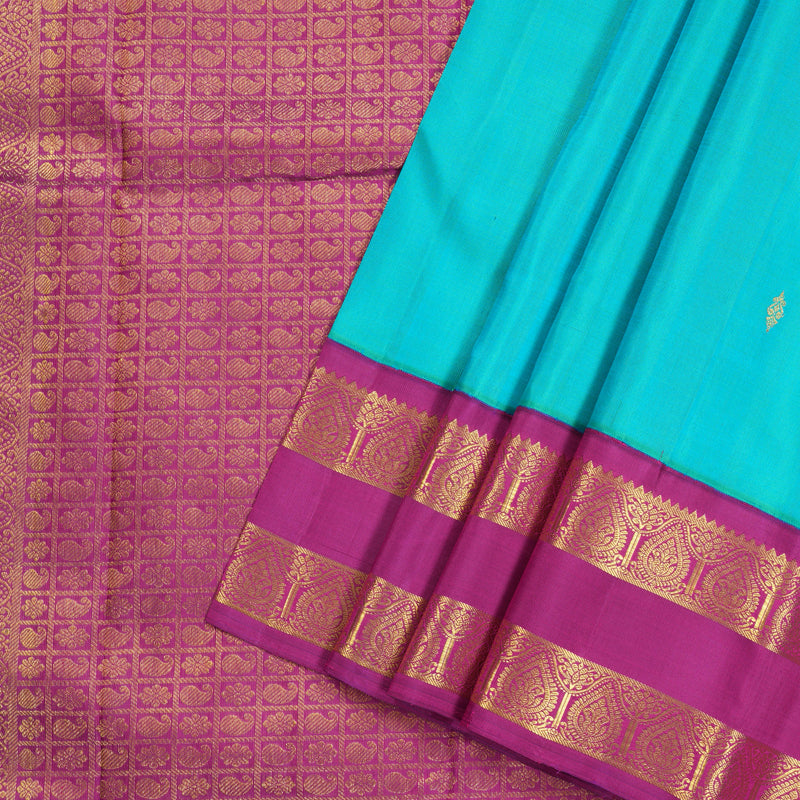 Hayagrivas Handloom Kanjivaram Silk Saree in Refreshign Sea Blue KBD1603A3-1