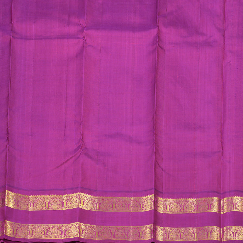 Hayagrivas Peacock Blue Handloom Kanjivaram Silk Saree with Purple Border KBD1603A3-2