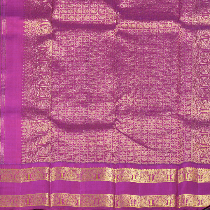 Hayagrivas Peacock Blue Handloom Kanjivaram Silk Saree with Purple Border KBD1603A3-2