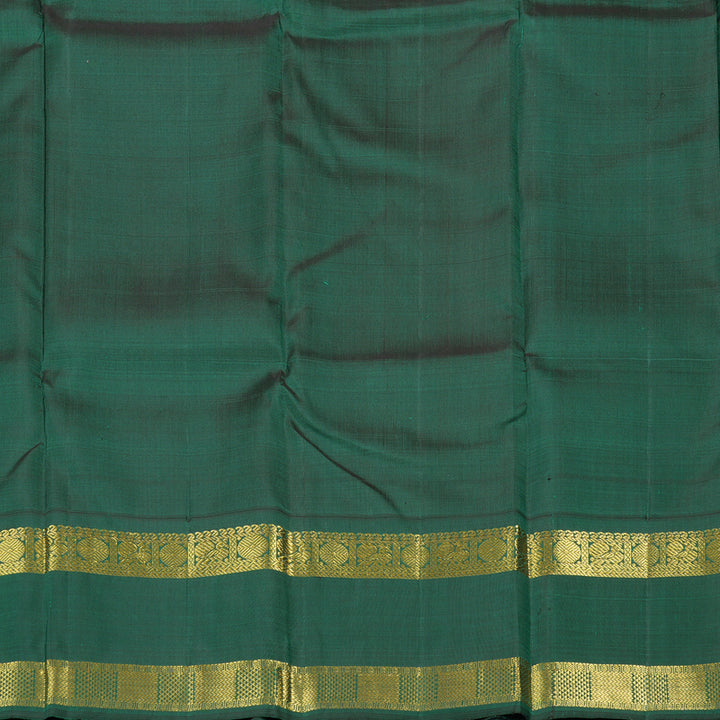 Hayagrivas Orangish Pink Handloom Kanjivaram Silk Saree with Bottle Green Border with KBD1604A10-1