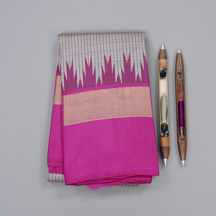 Hayagrivas Handloom Kanjivaram Silk Sarees in Charming Ash Grey KBD1604A11-1