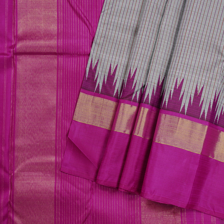Hayagrivas Handloom Kanjivaram Silk Sarees in Charming Ash Grey KBD1604A11-1
