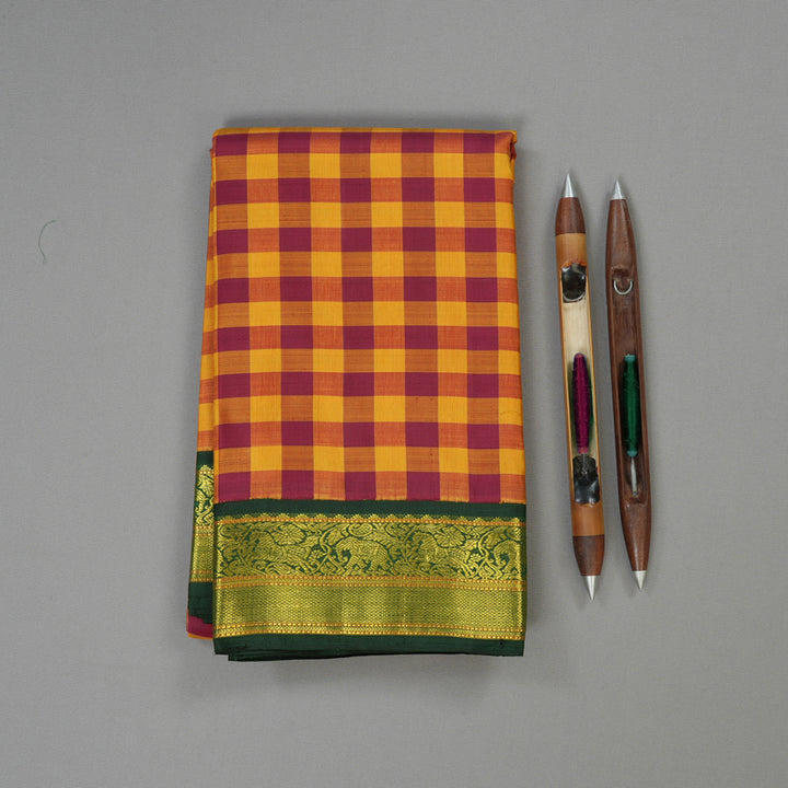 Hayagrivas Handloom Multicolour Kanjivaram Silk Saree with Karum Pachai Border KBD1604A5-1