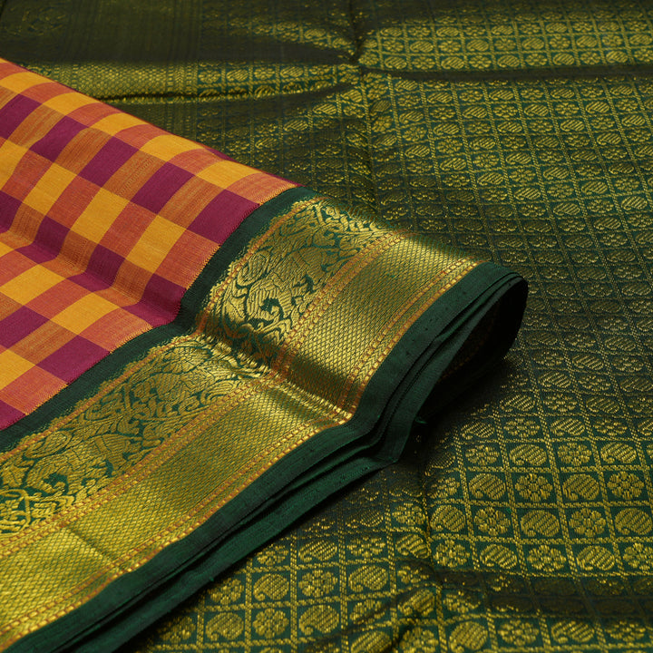 Hayagrivas Handloom Multicolour Kanjivaram Silk Saree with Karum Pachai Border KBD1604A5-1