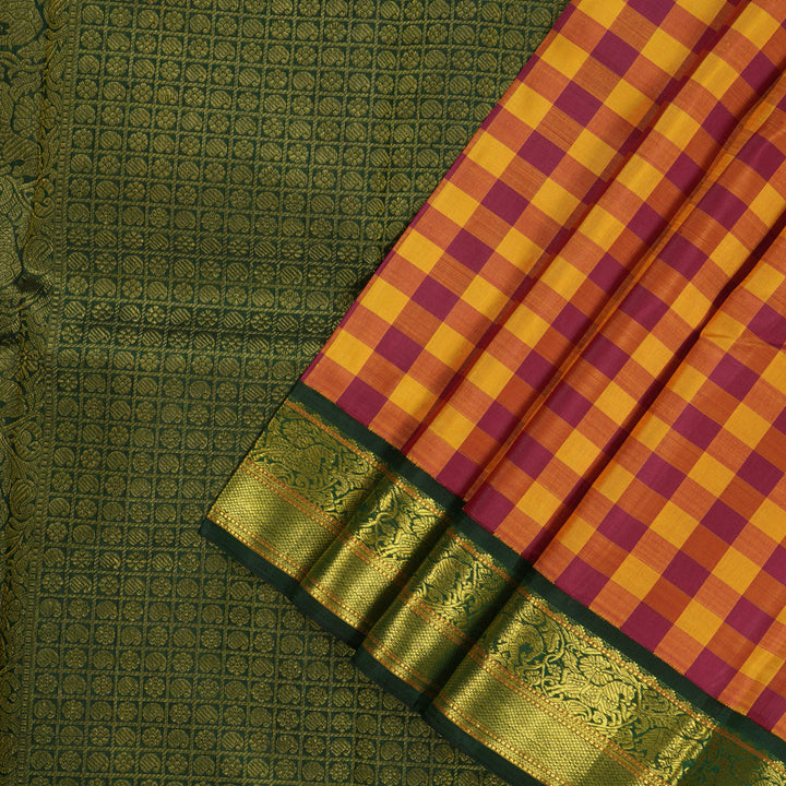 Hayagrivas Handloom Multicolour Kanjivaram Silk Saree with Karum Pachai Border KBD1604A5-1