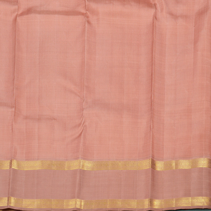 Hayagrivas Peach Pink Handloom Kanjivaram Silk Saree with Light Chocolate Brown Border KBD1605A2-2