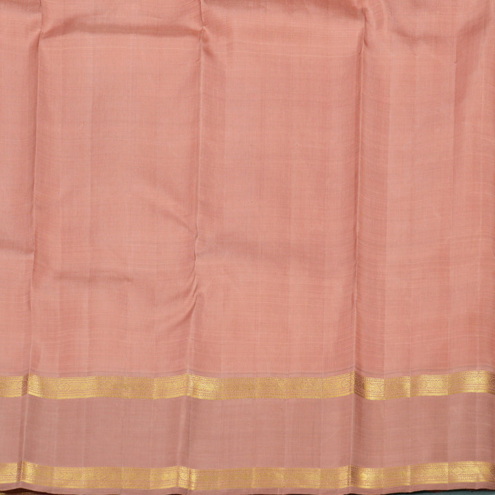 Hayagrivas Peach Pink Handloom Kanjivaram Silk Saree with Light Chocolate Brown Border KBD1605A2-2